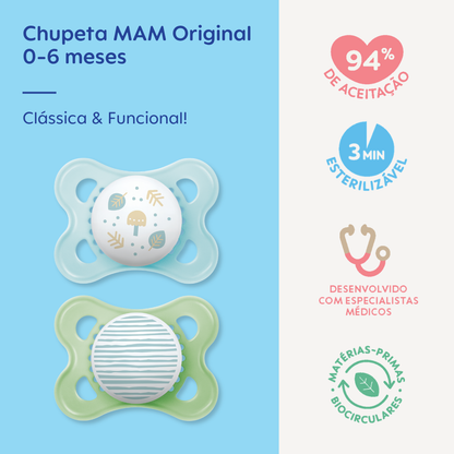 Chupeta MAM Original 0-6 Meses com Caixa Esterilizadora Embalagem Dupla