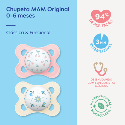 Chupeta MAM Original 0-6 Meses com Caixa Esterilizadora Embalagem Dupla