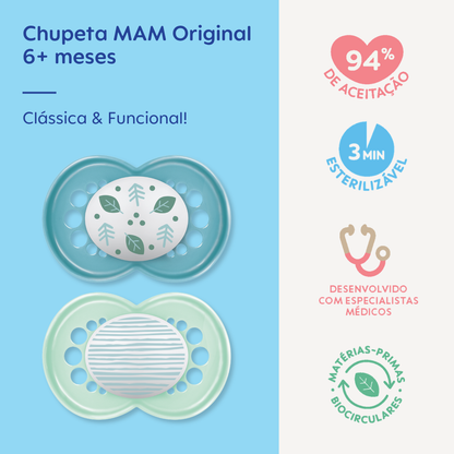 Chupeta MAM Original 6+ Meses com Caixa Esterilizadora Embalagem Dupla