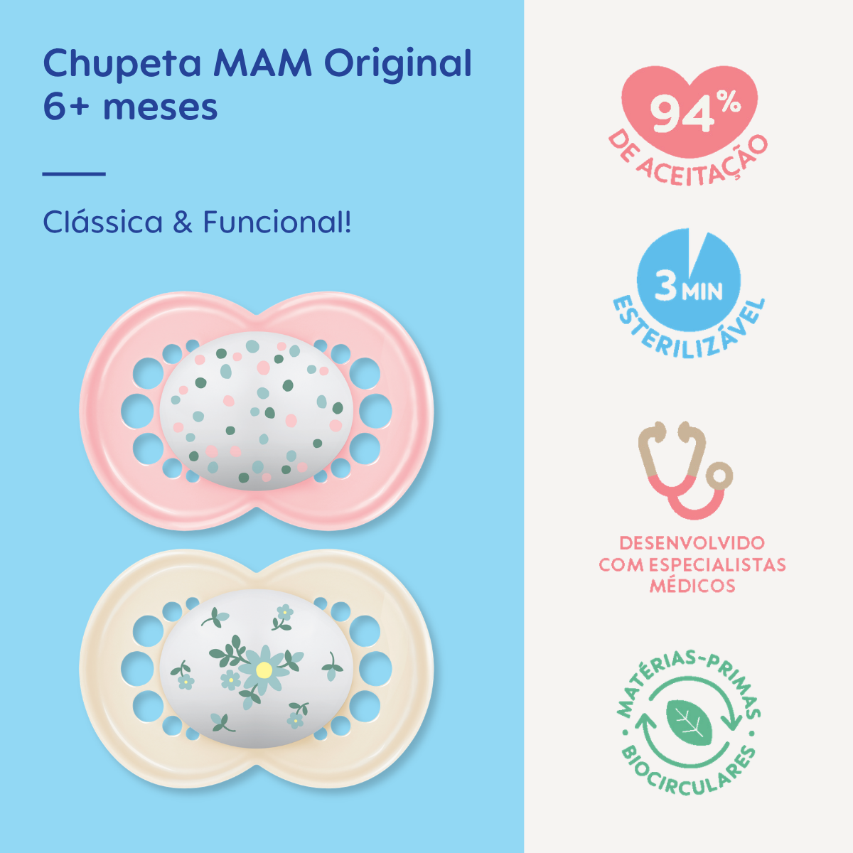 Chupeta MAM Original 6+ Meses com Caixa Esterilizadora Embalagem Dupla