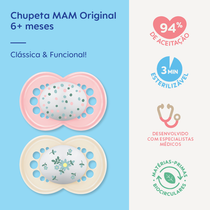 Chupeta MAM Original 6+ Meses com Caixa Esterilizadora Embalagem Dupla