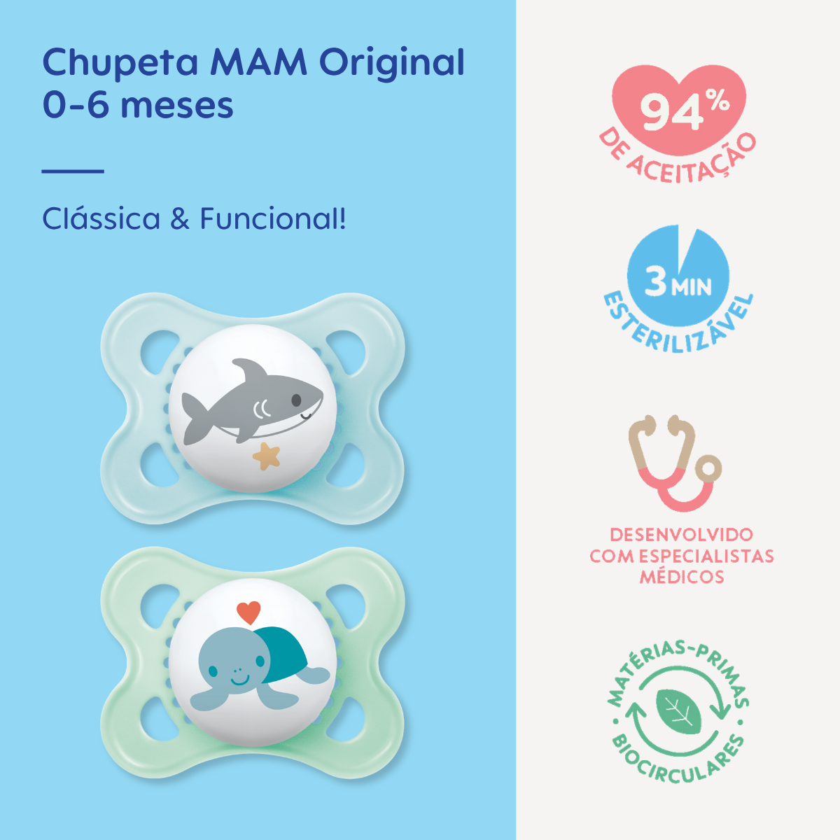 Chupeta MAM Original 0-6 Meses com Caixa Esterilizadora Embalagem Dupla