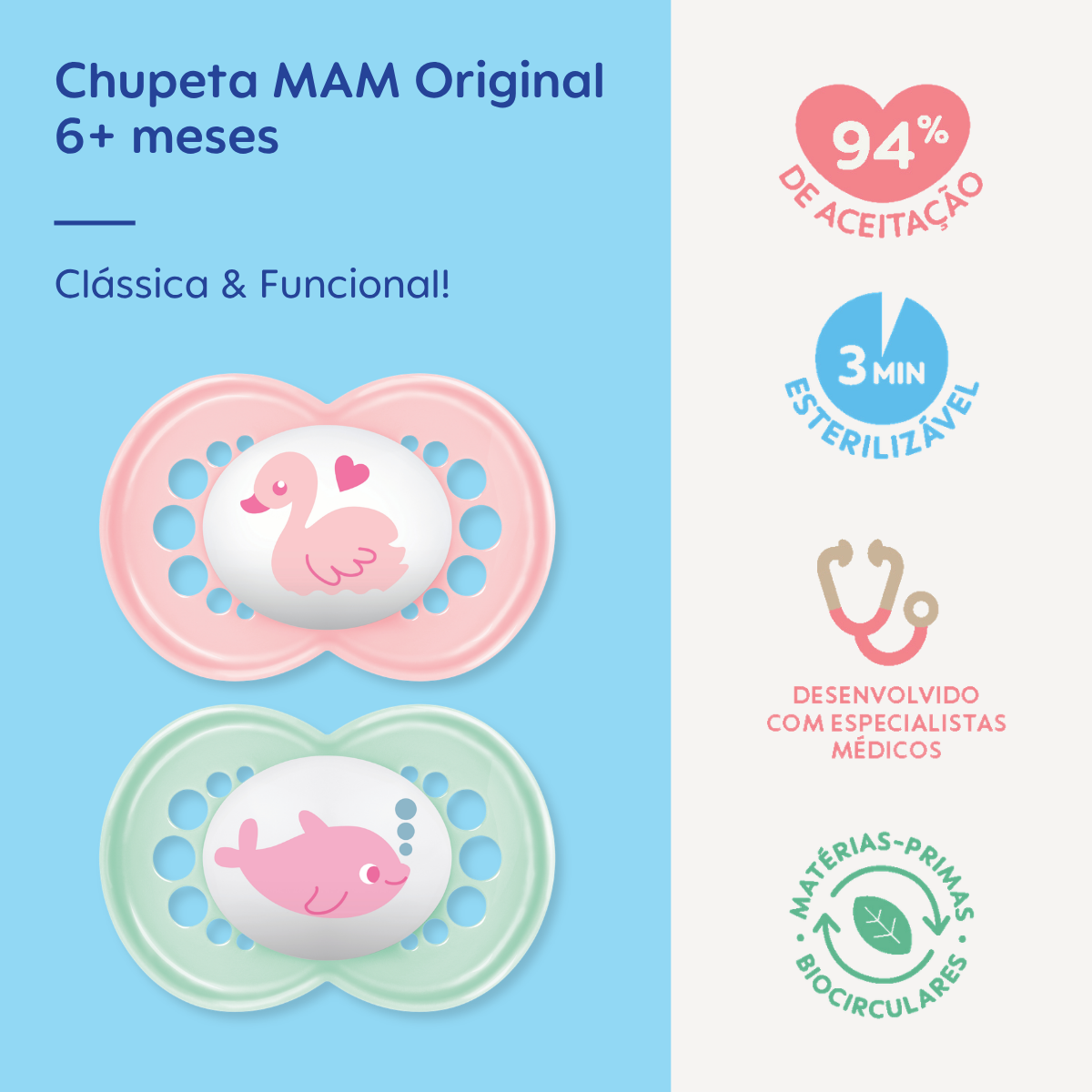 Chupeta MAM Original 6+ Meses com Caixa Esterilizadora Embalagem Dupla