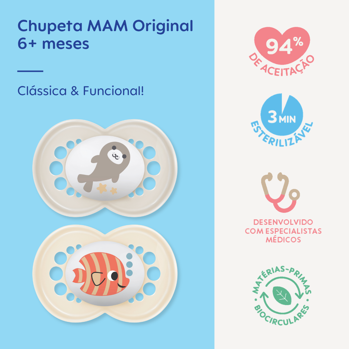 Chupeta MAM Original 6+ Meses com Caixa Esterilizadora Embalagem Dupla