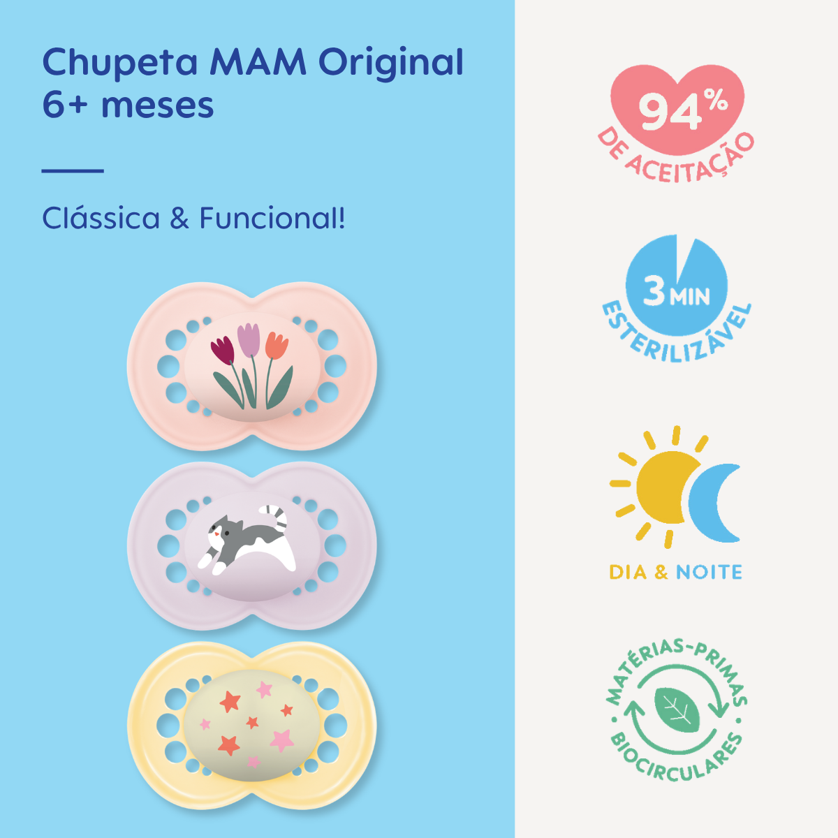 Chupeta MAM Original Day & Night 6+ Meses Embalagem Tripla