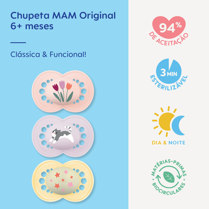 Chupeta MAM Original Day & Night 6+ Meses Embalagem Tripla