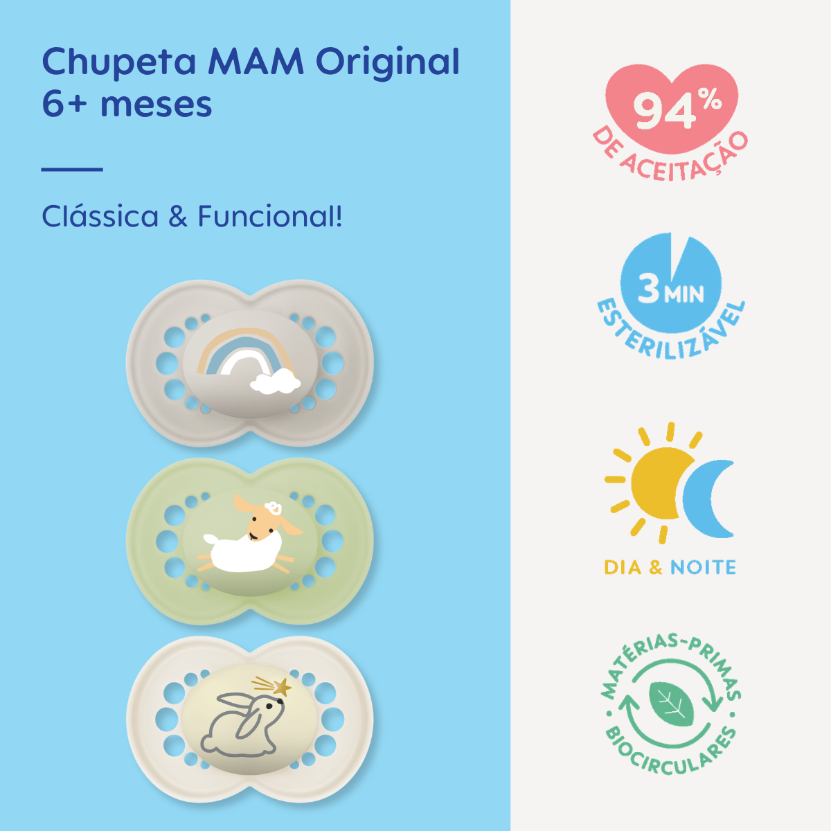 Chupeta MAM Original Day & Night 6+ Meses Embalagem Tripla
