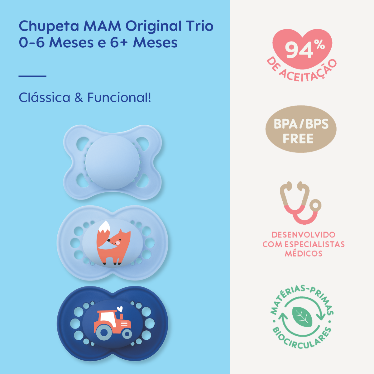 Chupeta MAM Original Trio 0-6 & 6+ Meses Embalagem Tripla
