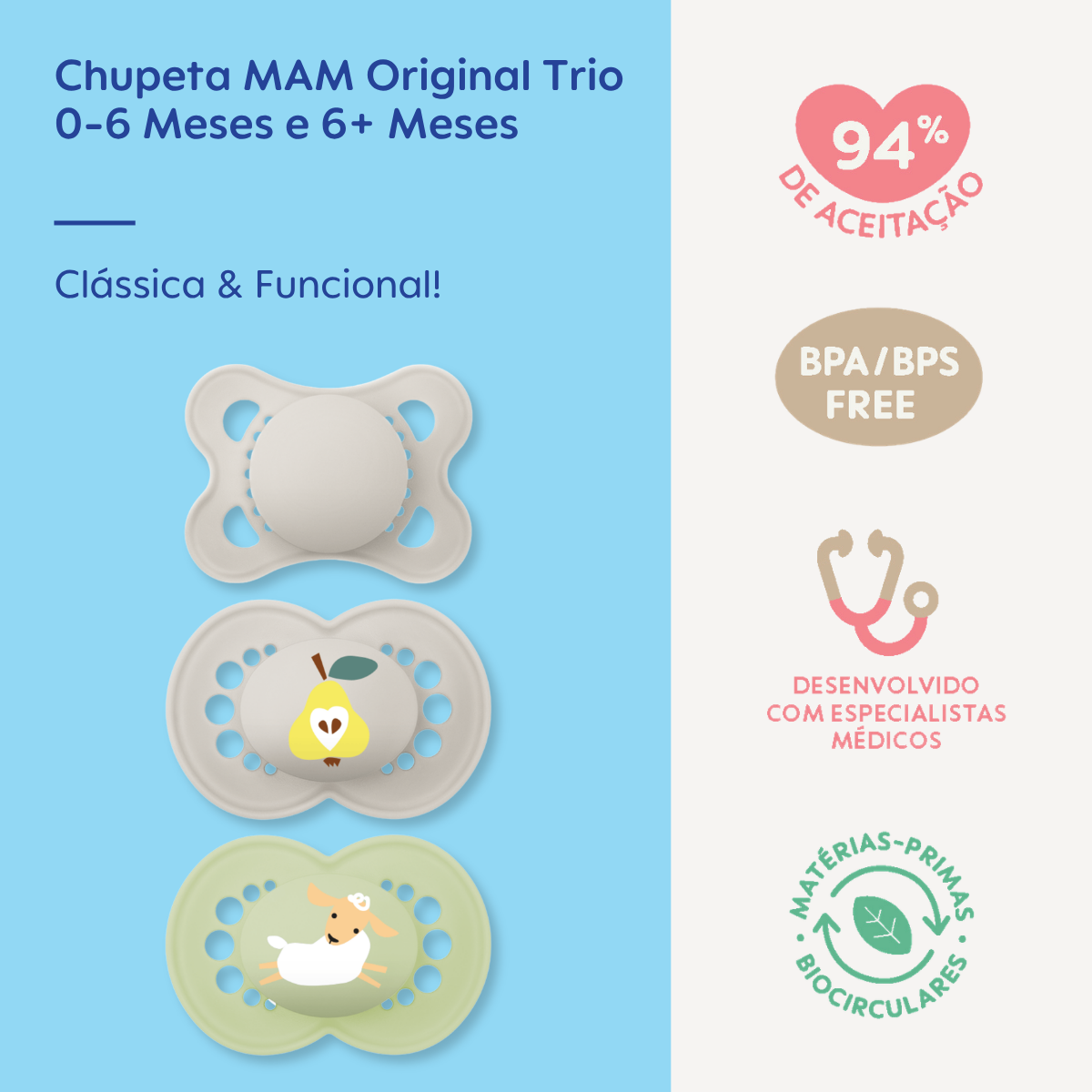 Chupeta MAM Original Trio 0-6 & 6+ Meses Embalagem Tripla