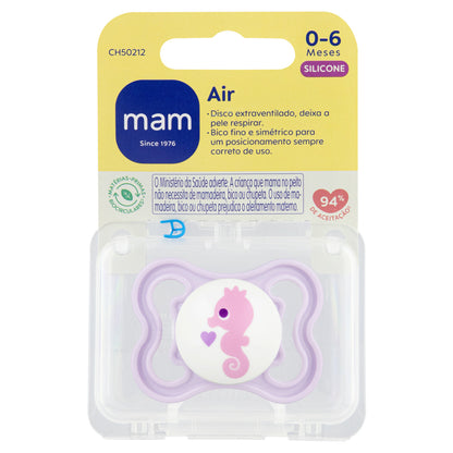 Chupeta MAM Air 0-6 Meses Lilás com Caixa Esterilizadora