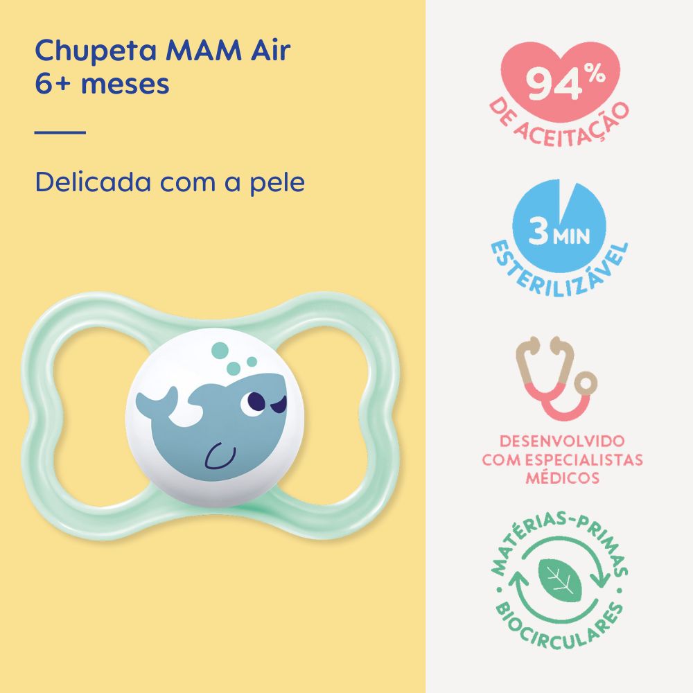Chupeta MAM Air 6+ Meses Azul com Caixa Esterilizadora