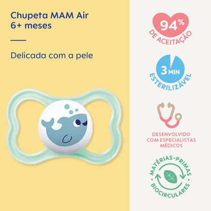 Chupeta MAM Air 6+ Meses Azul com Caixa Esterilizadora