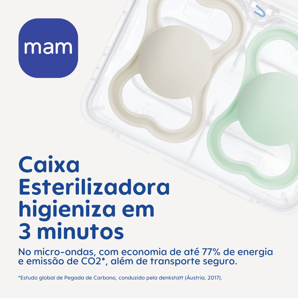 Chupeta MAM Air 6+ Meses Neutra com Caixa Esterilizadora