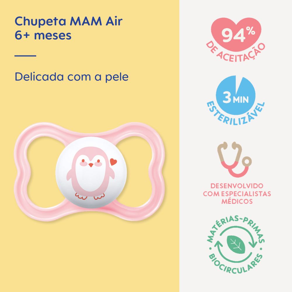 Chupeta MAM Air 6+ Meses Neutra com Caixa Esterilizadora