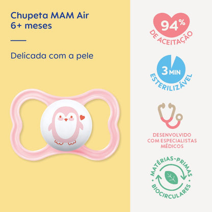 Chupeta MAM Air 6+ Meses Neutra com Caixa Esterilizadora