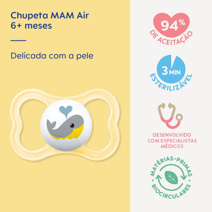 Chupeta MAM Air 6+ Meses Rosa com Caixa Esterilizadora