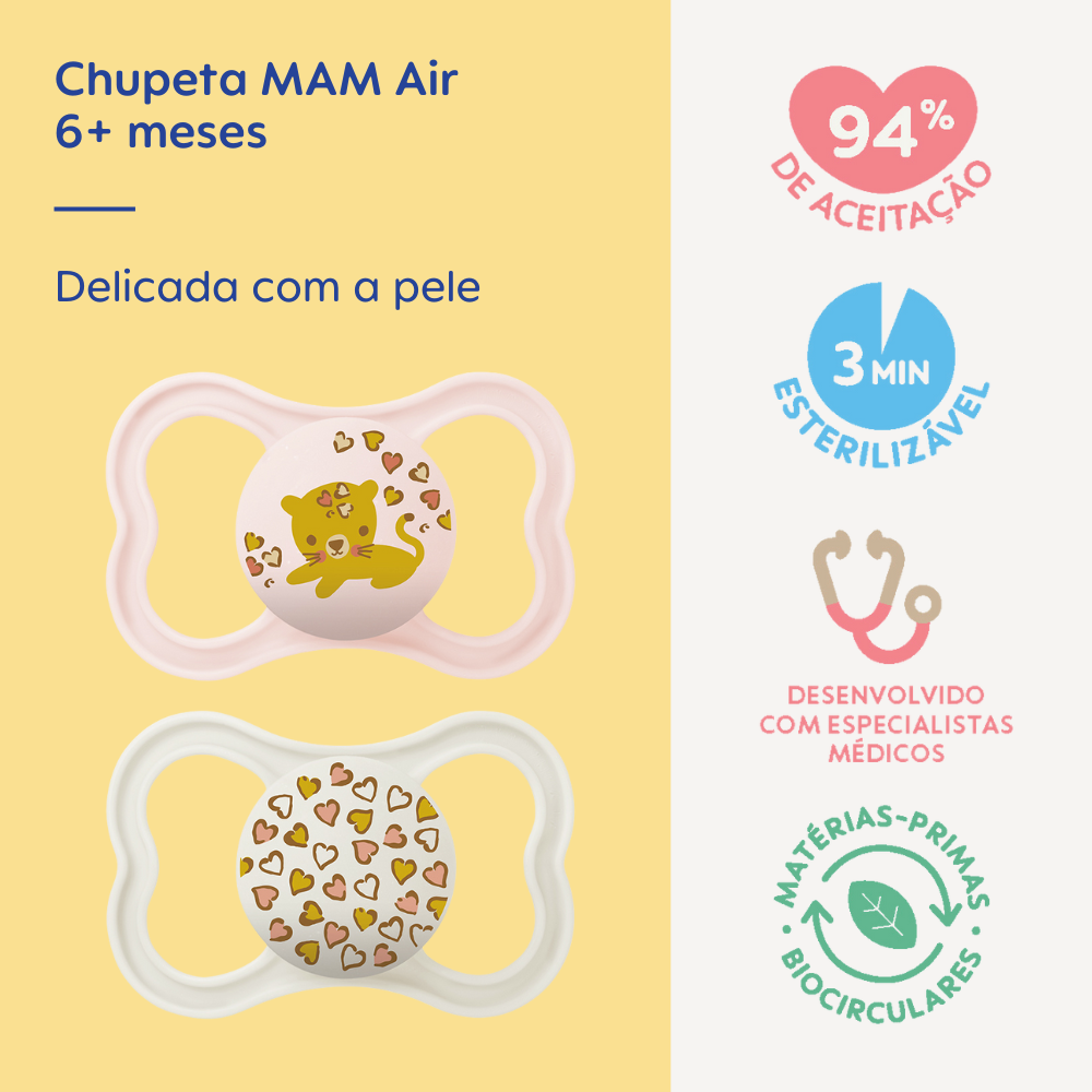 Chupeta MAM Air 6+ Meses com Caixa Esterilizadora Embalagem Dupla