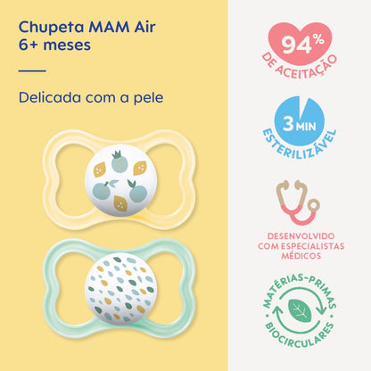 Chupeta MAM Air 6+ Meses com Caixa Esterilizadora Embalagem Dupla