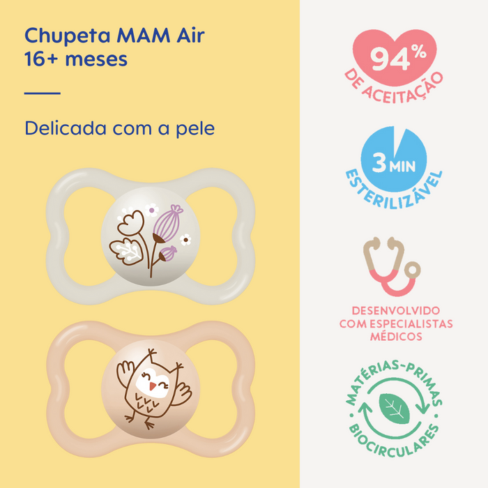 Chupeta MAM Air 16+ Meses com Caixa Esterilizadora Embalagem Dupla