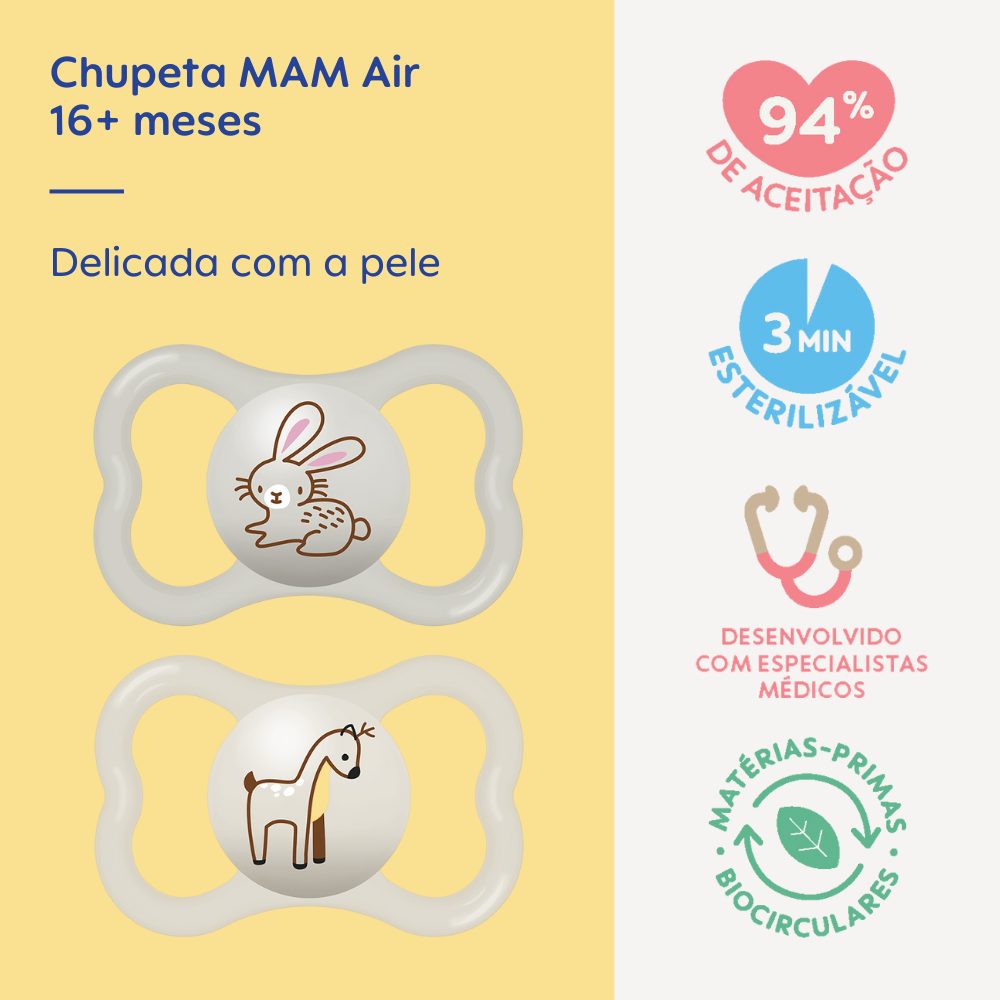 Chupeta MAM Air 16+ Meses com Caixa Esterilizadora Embalagem Dupla