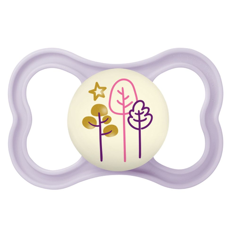 Chupeta MAM Air Night 6+ Meses Lilás com Botão Brilha no Escuro e Caixa Esterilizadora