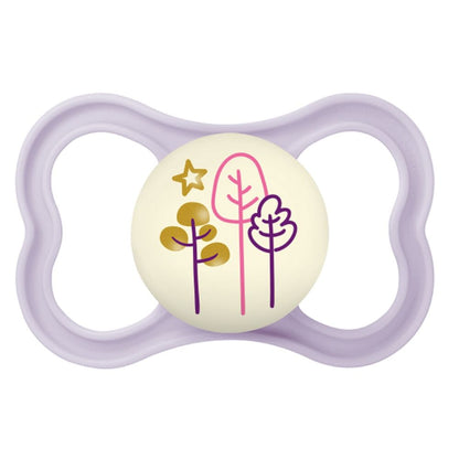 Chupeta MAM Air Night 6+ Meses Lilás com Botão Brilha no Escuro e Caixa Esterilizadora