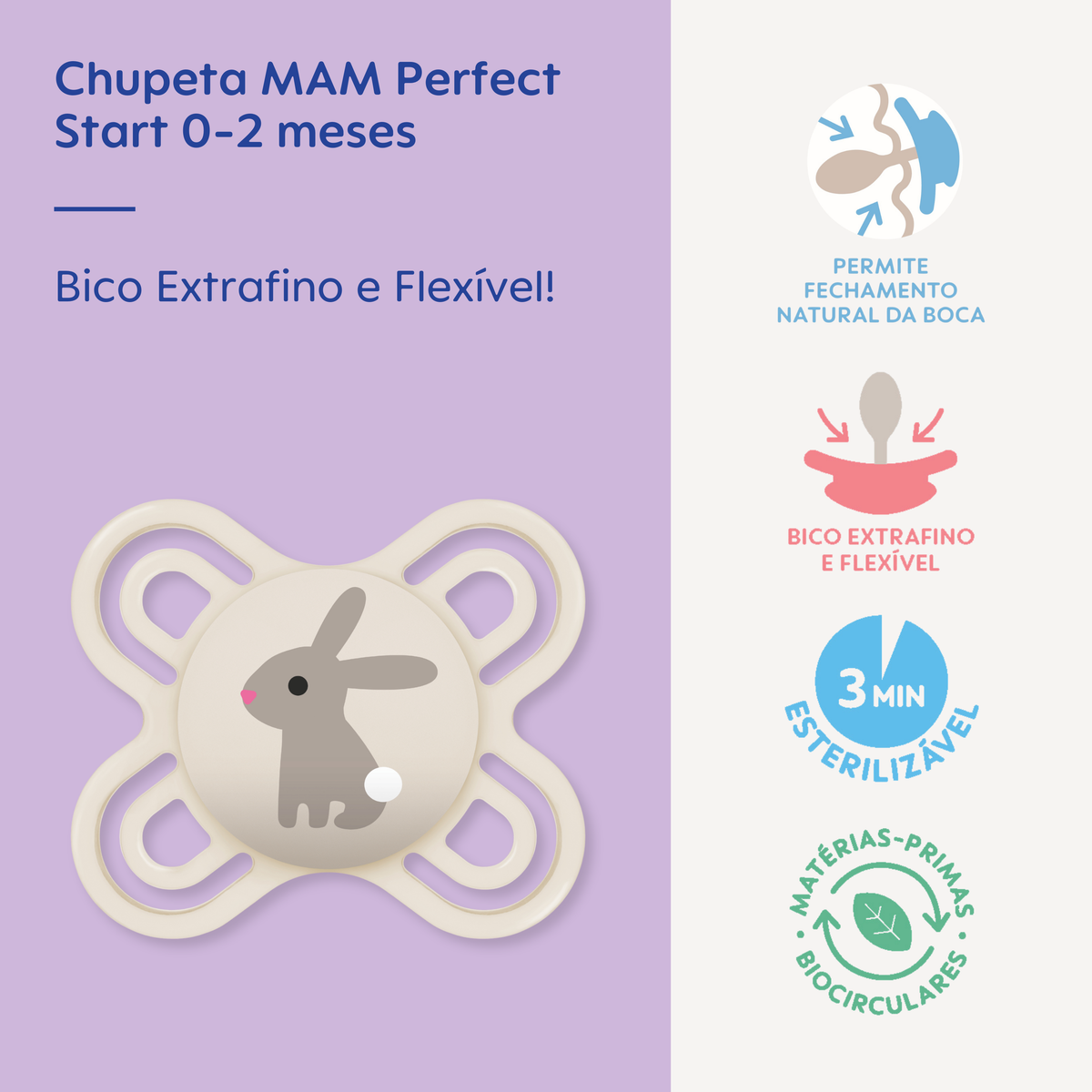 Chupeta MAM Perfect Start 0-2 Meses Neutra com Caixa Esterilizadora
