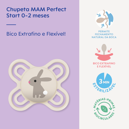 Chupeta MAM Perfect Start 0-2 Meses Neutra com Caixa Esterilizadora