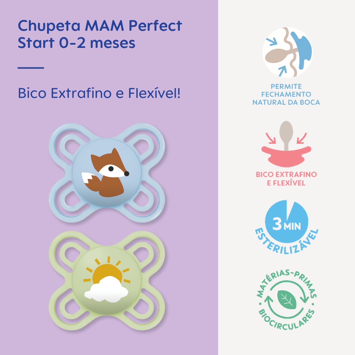 Chupeta MAM Perfect Start 0-2 Meses com Caixa Esterilizadora Embalagem Dupla