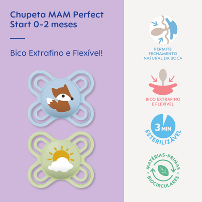 Chupeta MAM Perfect Start 0-2 Meses com Caixa Esterilizadora Embalagem Dupla