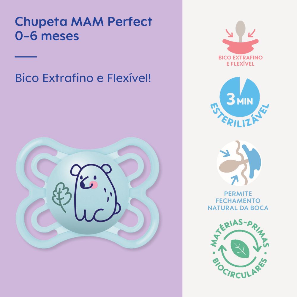 Chupeta MAM Perfect 0-6 Meses Azul com Caixa Esterilizadora
