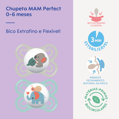 Chupeta MAM Perfect 0-6 Meses com Caixa Esterilizadora Embalagem Dupla