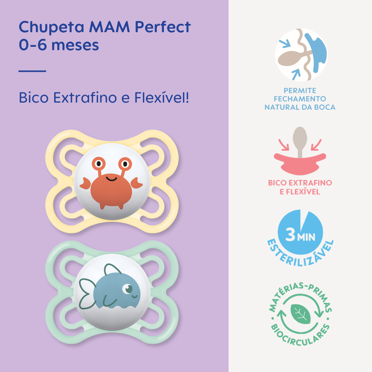 Chupeta MAM Perfect 0-6 Meses com Caixa Esterilizadora Embalagem Dupla