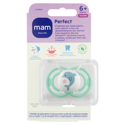 Chupeta MAM Perfect 6+ Meses Verde com Caixa Esterilizadora
