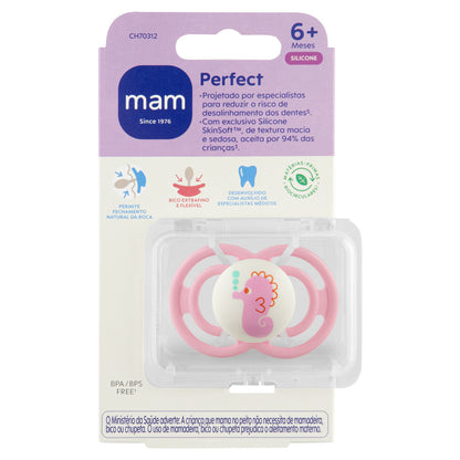 Chupeta MAM Perfect 6+ Meses Rosa com Caixa Esterilizadora