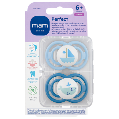 Chupeta MAM Perfect 6+ Meses com Caixa Esterilizadora Embalagem Dupla