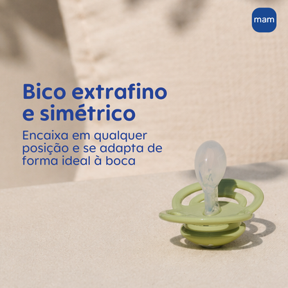 Chupeta MAM Perfect Night 6+ Meses com Botão Brilha no Escuro e Caixa Esterilizadora Embalagem Dupla