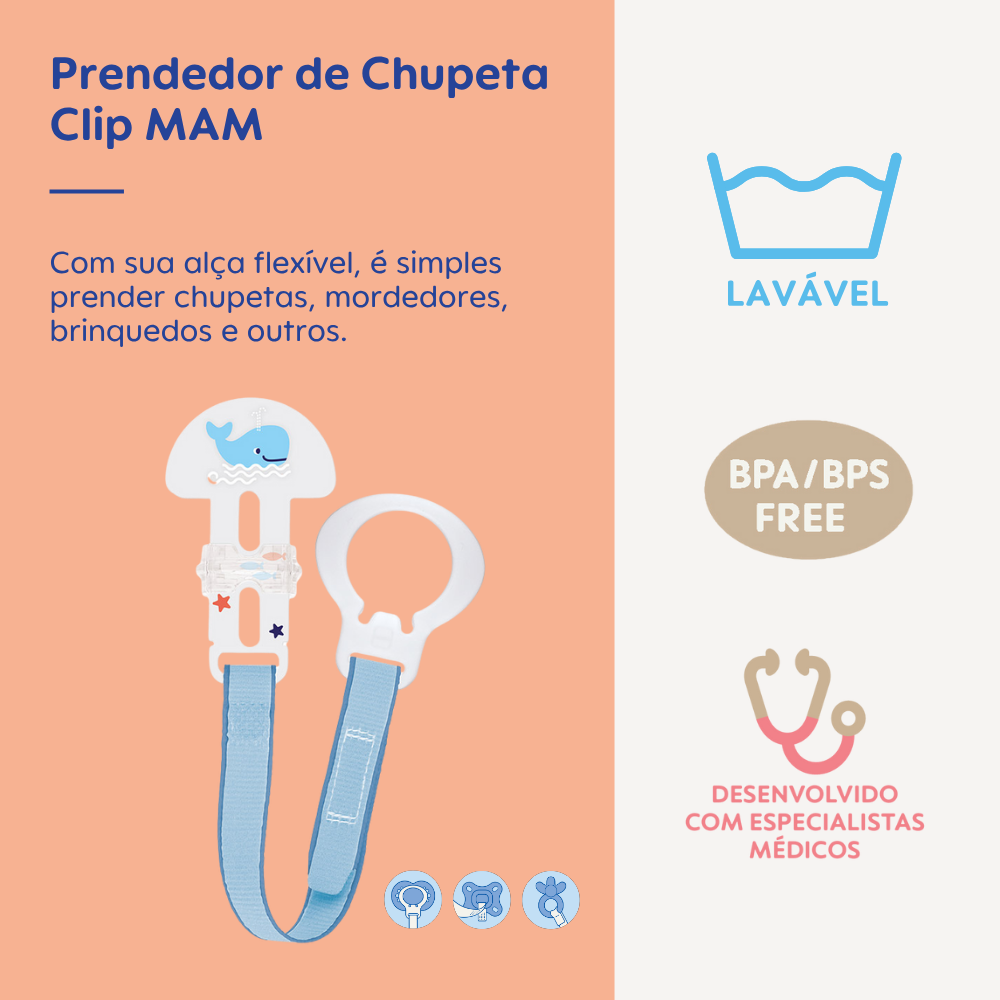 Prendedor de Chupetas MAM Clip Azul