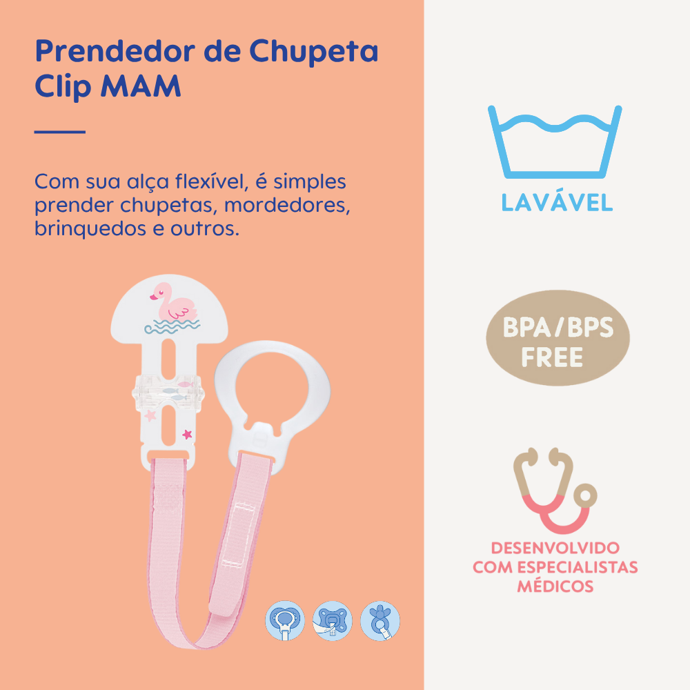 Prendedor de Chupetas MAM Clip Rosa