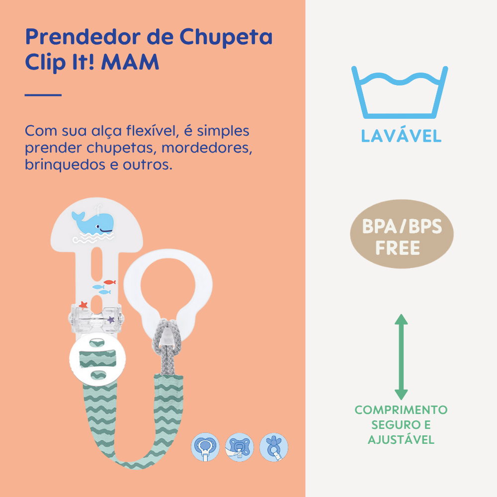 Prendedor de Chupetas MAM Clip It! Azul