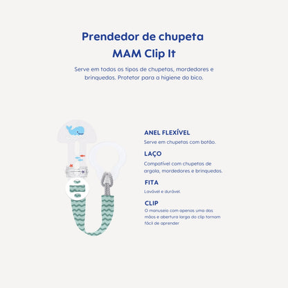 Prendedor de Chupetas MAM Clip It! Azul