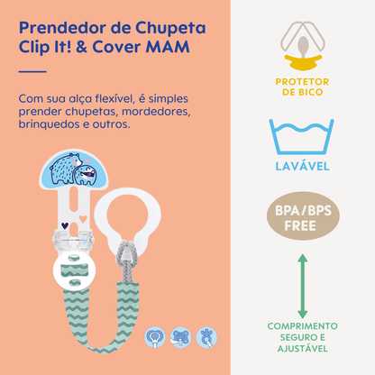 Prendedor de Chupetas MAM Clip It! & Cover Azul