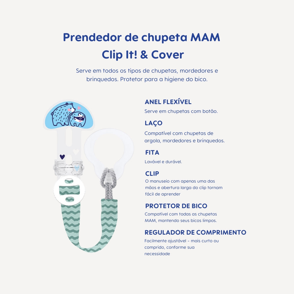 Prendedor de Chupetas MAM Clip It! & Cover Azul