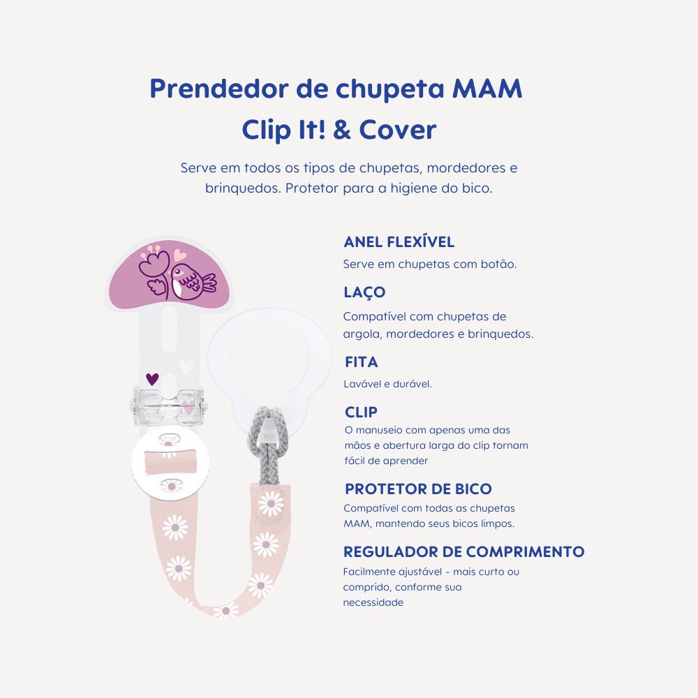 Prendedor de Chupetas MAM Clip It! & Cover Rosa