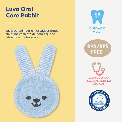 Luva de Cuidado Oral Infantil MAM Oral Care Rabbit 0+ Meses Azul