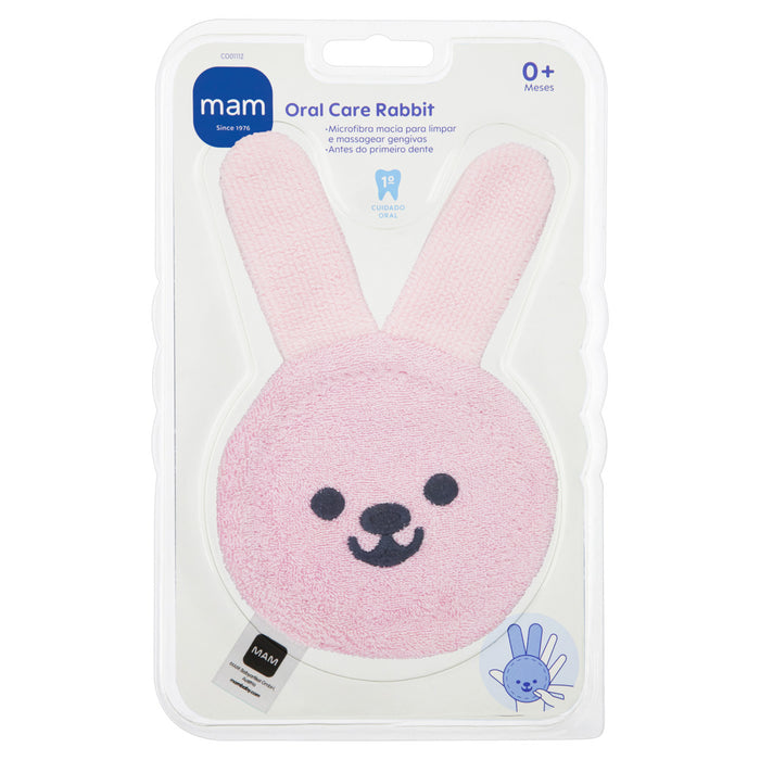 Luva de Cuidado Oral Infantil MAM Oral Care Rabbit 0+ Meses Rosa