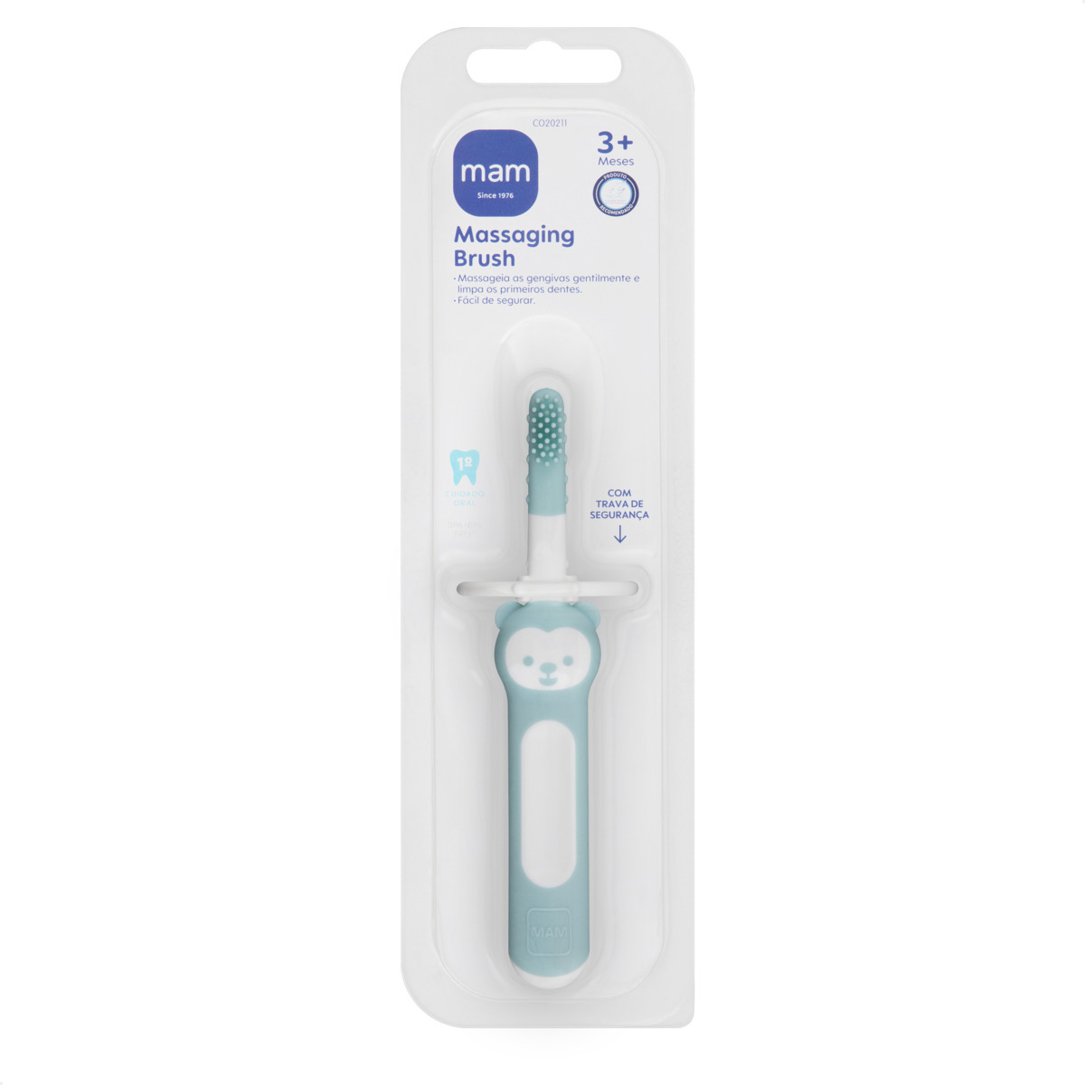 Escova Dental Massageadora MAM para Bebês 3+ Meses Azul