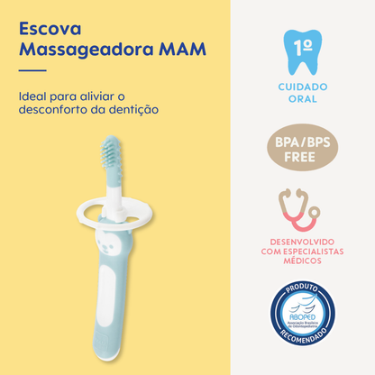 Escova Dental Massageadora MAM para Bebês 3+ Meses Azul