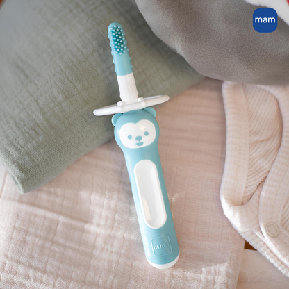 Escova Dental Massageadora MAM para Bebês 3+ Meses Azul