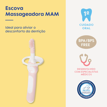 Escova Dental Massageadora MAM para Bebês 3+ Meses Rosa